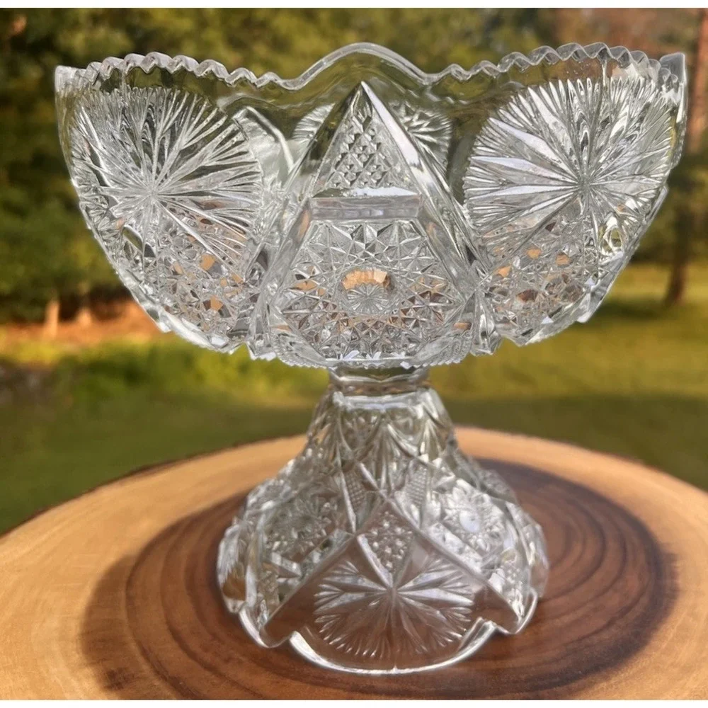Antique 1906 US Glass Regal Oklahoma EAPG Pedestal Compote Bowl 8.25